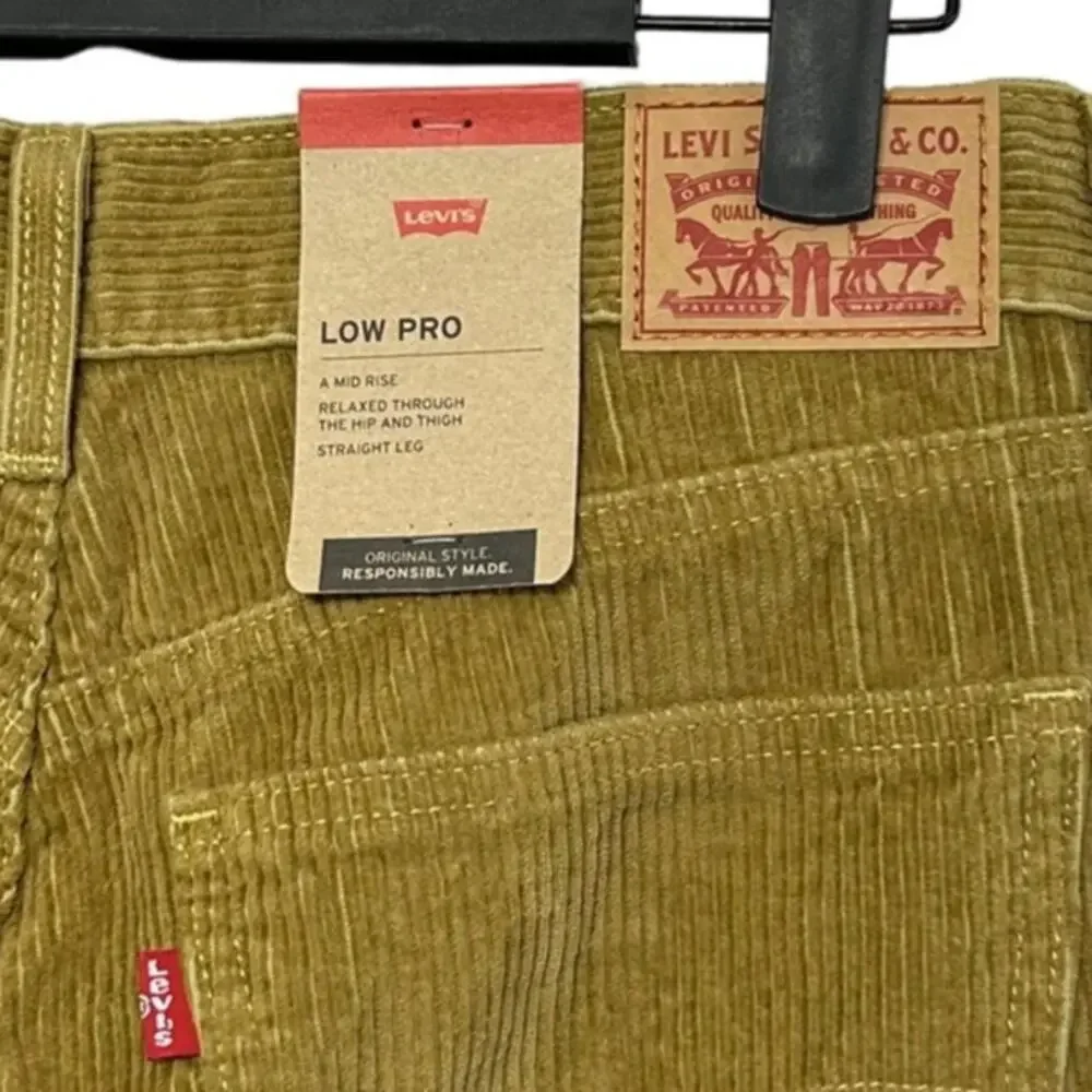Levi's Low Pro Corduroy Straight Leg Pants NWT Men's Sz 29x30 Green Brown
